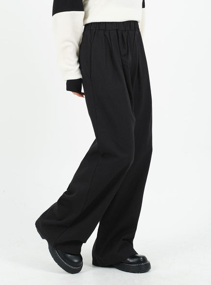 Mid-rise Wide Banded Cotton Pants CA08