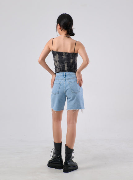 Ripped Denim Bermuda Shorts IA305