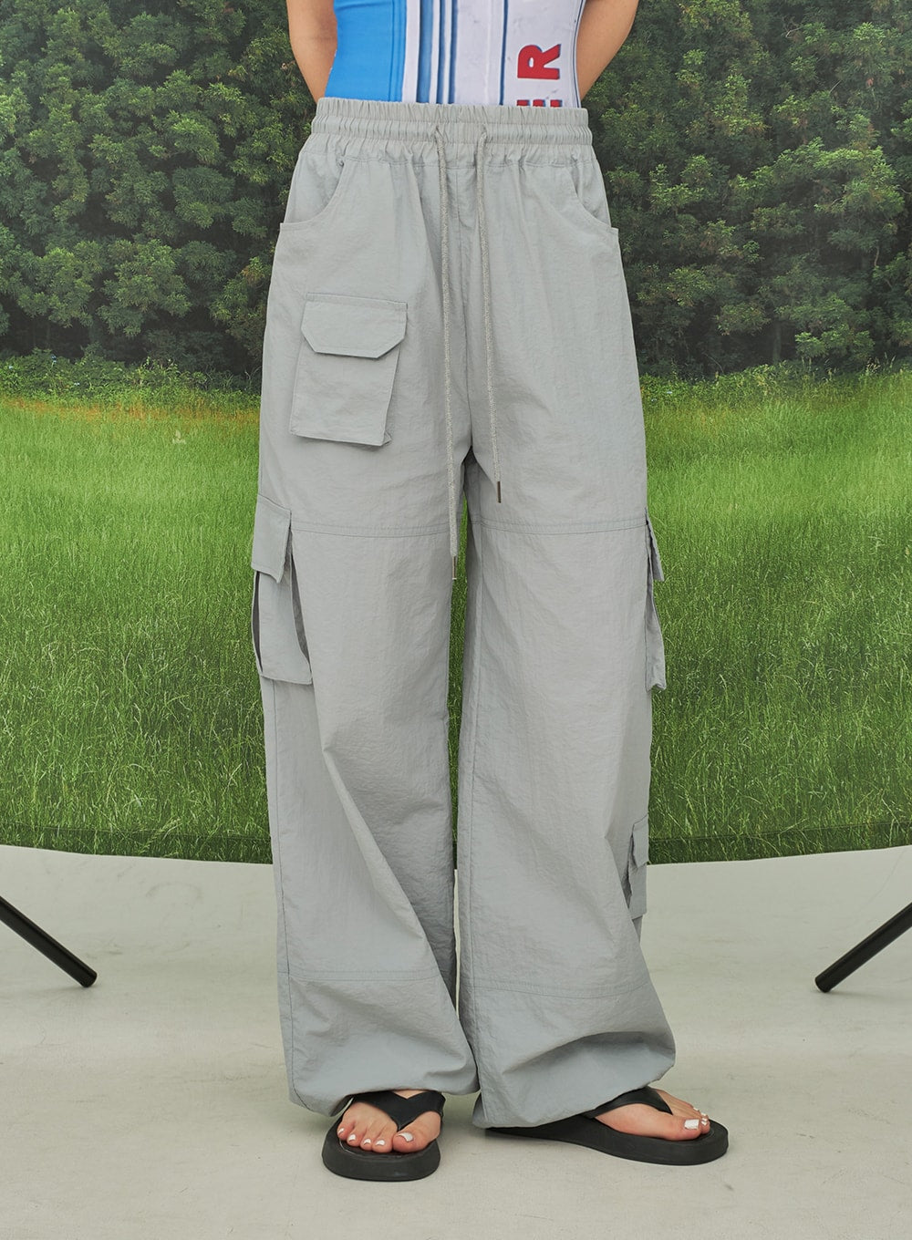 Nylon Oversized Cargo Pants CY26