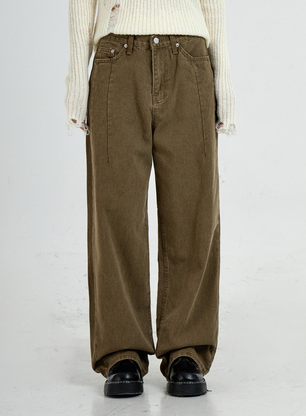 Wide Leg Cotton Pants Unisex CO13 - Lewkin