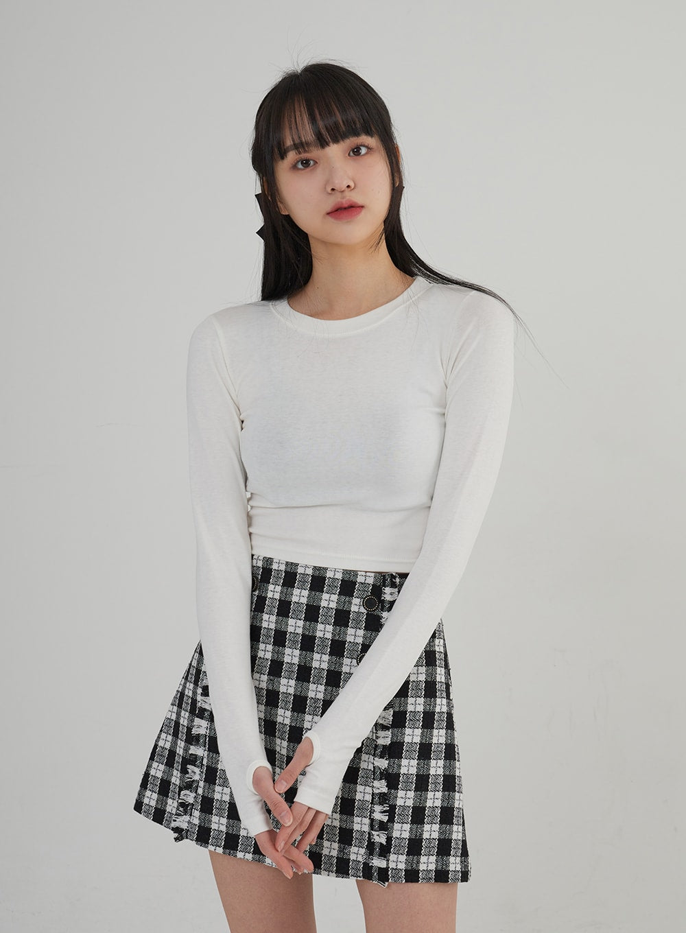 Plaid Front Button Skort BJ303