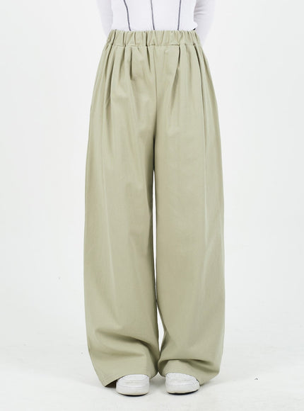 Mid-rise Wide Banded Cotton Pants CA08