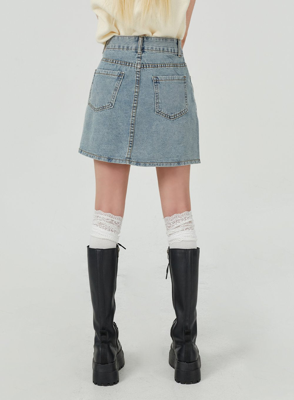 Pleated Denim Mini Skirt BM322
