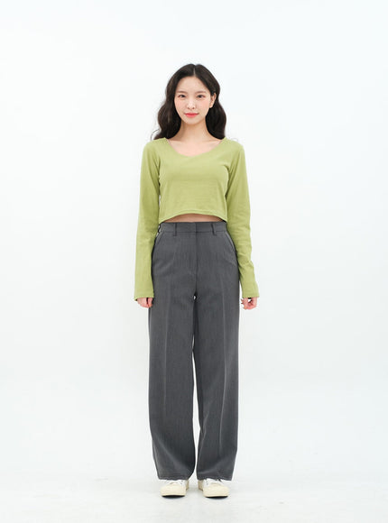 Basic Semi Wide Leg Tailored Pants BA18