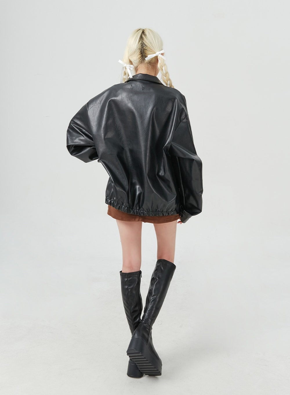 Faux Leather Oversized Jacket BM323