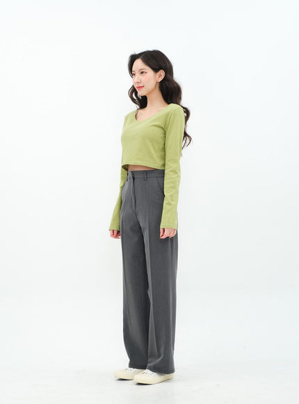 Basic Semi Wide Leg Tailored Pants BA18