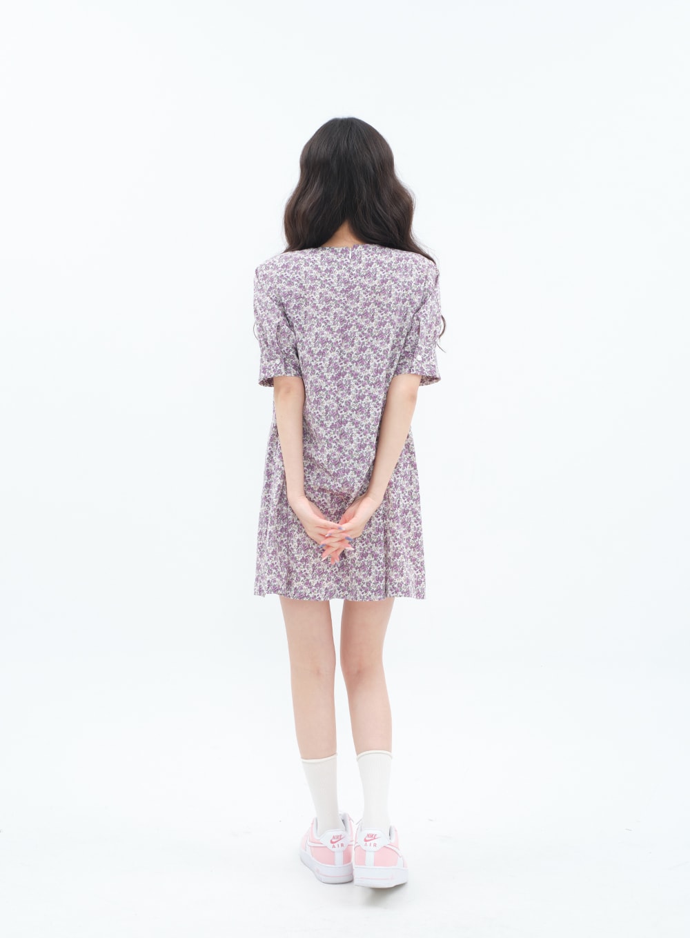 Flower Print Pleated Mini Dress BM3