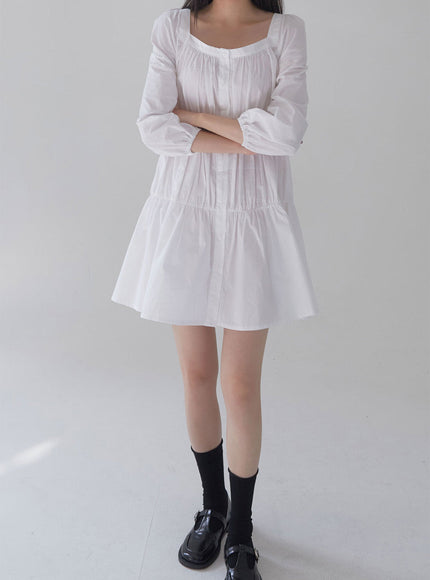 Square Neck Tiered Mini Dress