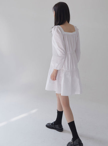 Square Neck Tiered Mini Dress