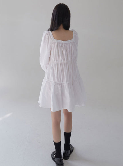 Square Neck Tiered Mini Dress