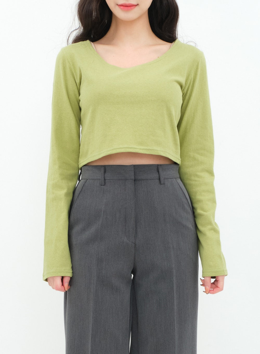 Basic Long Sleeve Crop Top BA18 - Lewkin