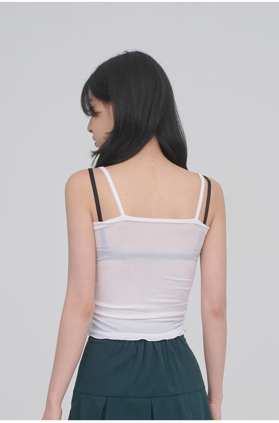 Lace Camisole Sleeveless Top with Front Shirring CM3