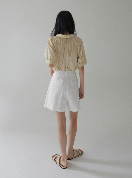 Cotton Pintuck Half Pants