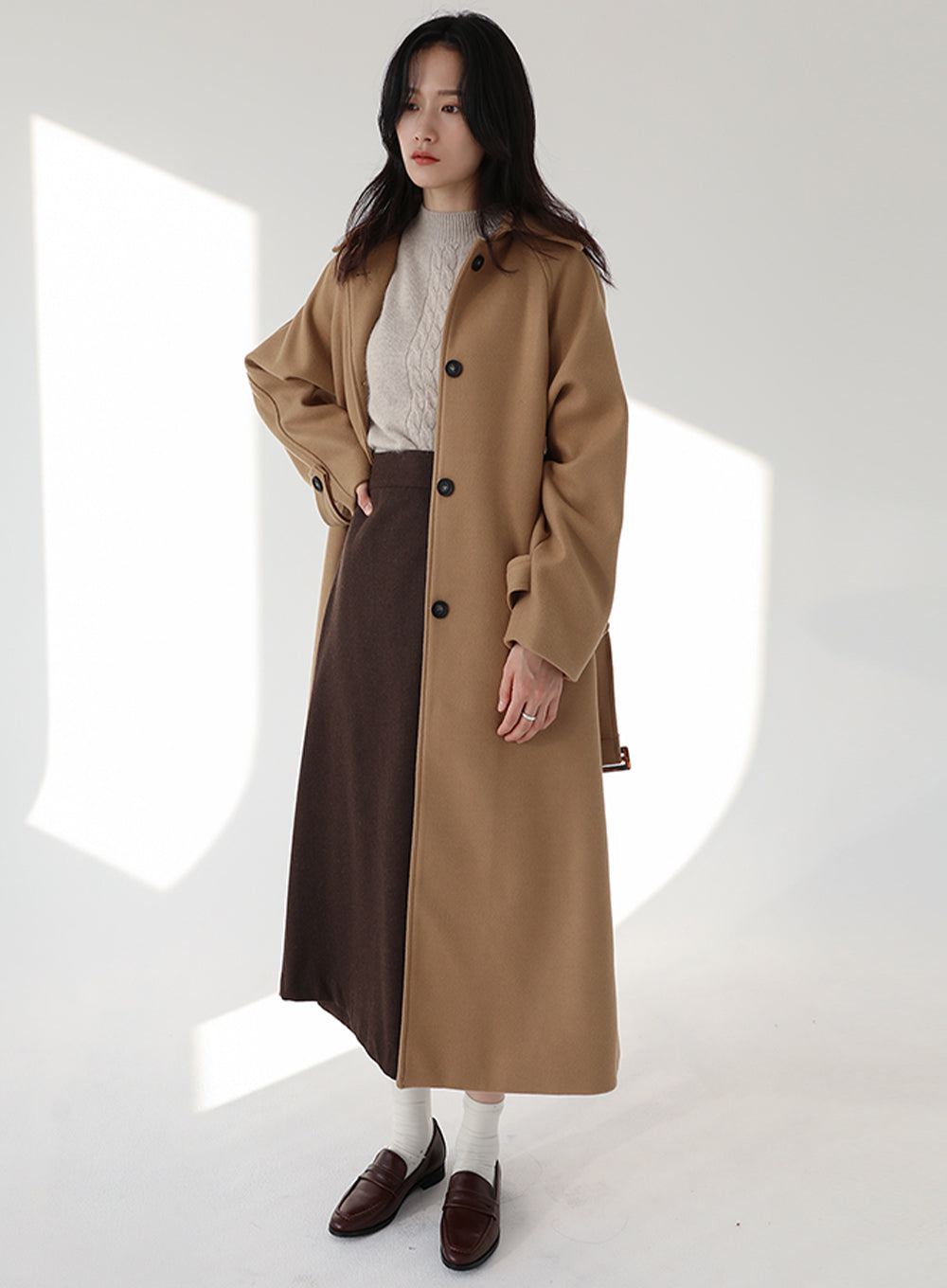 Round Collar Simple Coat - Lewkin