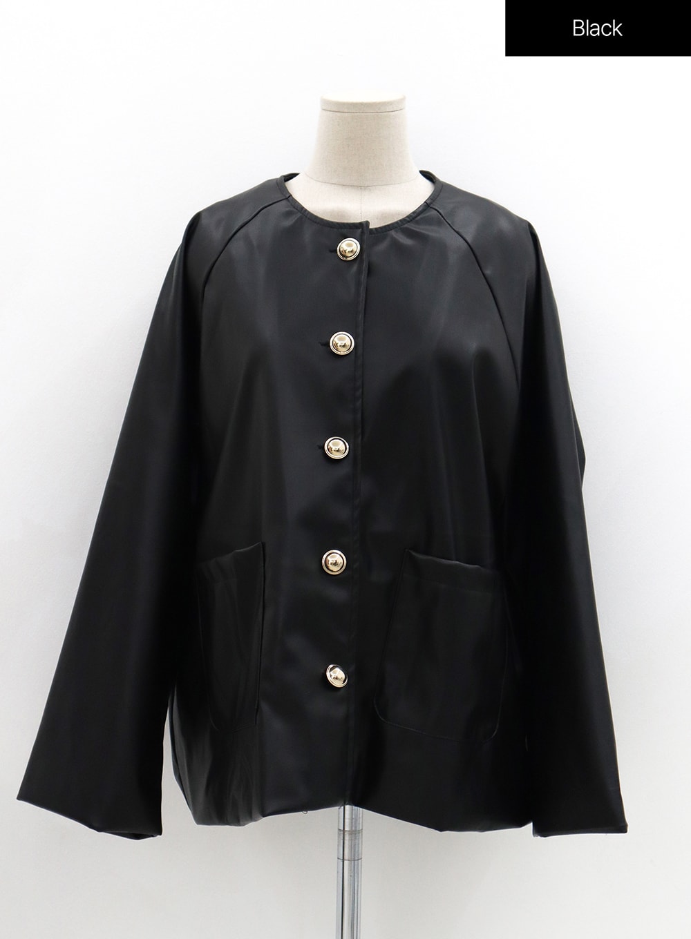 Plus V-Neck Gold Button Cutting Over Fit Jacket IS02