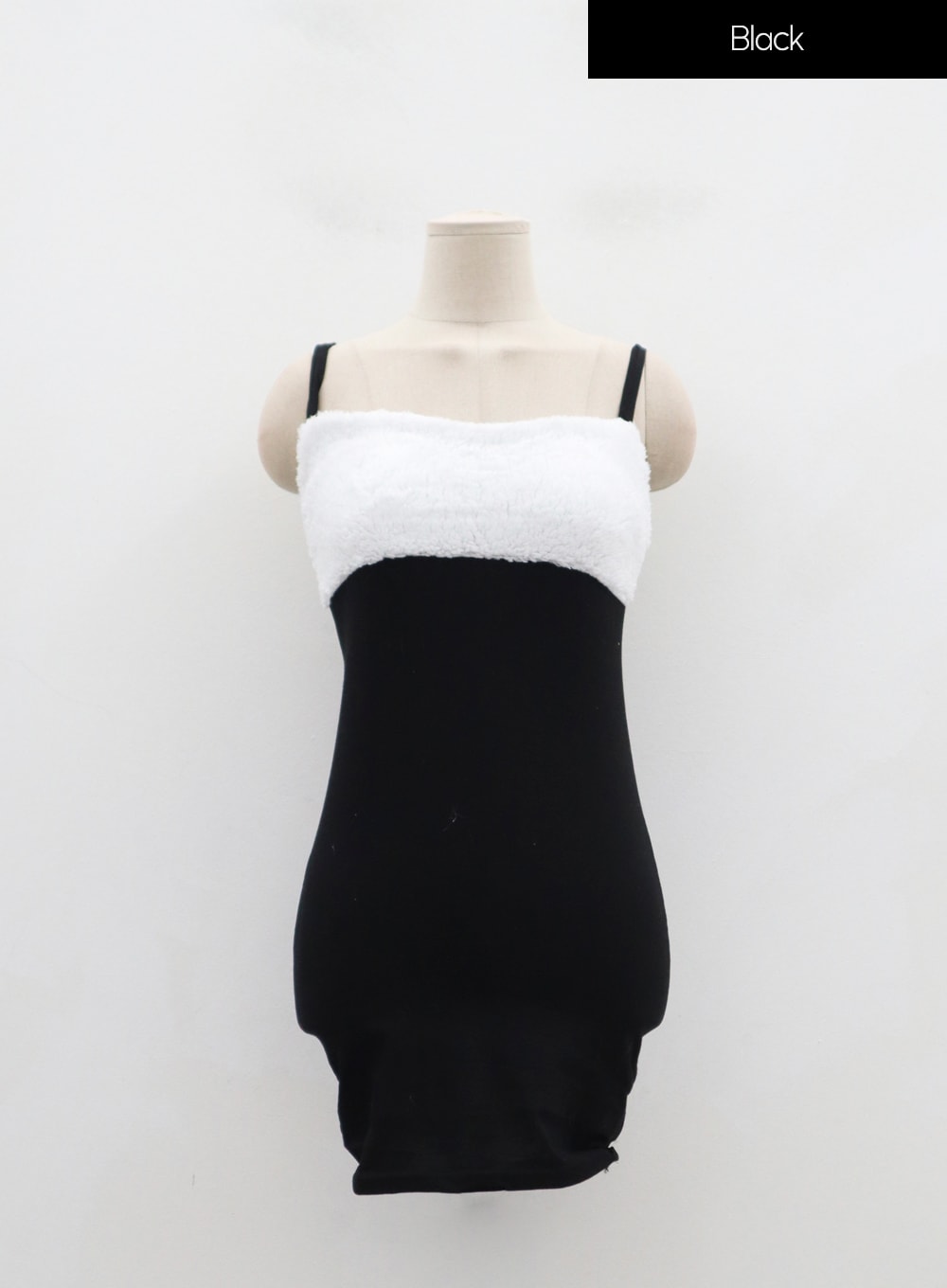 Thin Strap Faux Fur Bust Mini Dress ID22