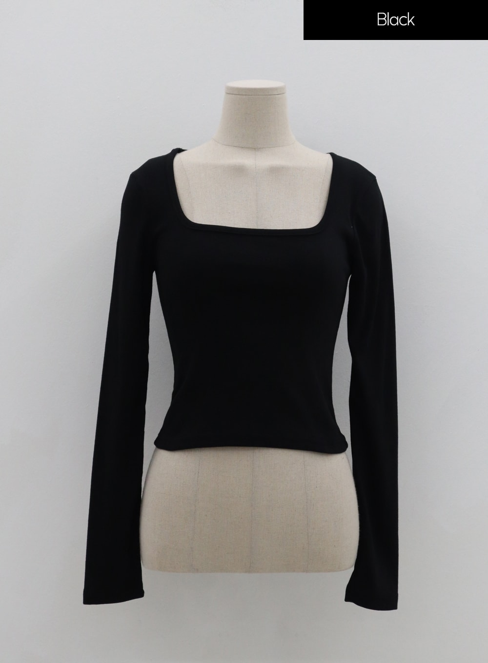 Square Neck Crop Long Sleeve T-Shirt IS05 - Lewkin