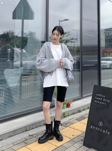 Hooded Zipper Knit Jacket CN17