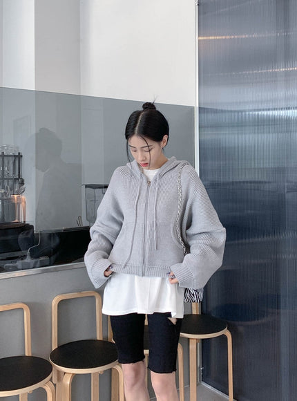 Hooded Zipper Knit Jacket CN17