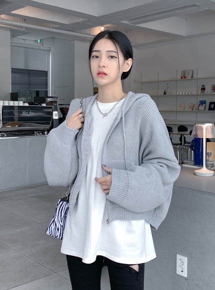 Hooded Zipper Knit Jacket CN17
