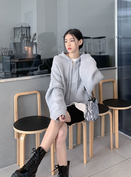 Hooded Zipper Knit Jacket CN17