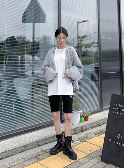 Hooded Zipper Knit Jacket CN17