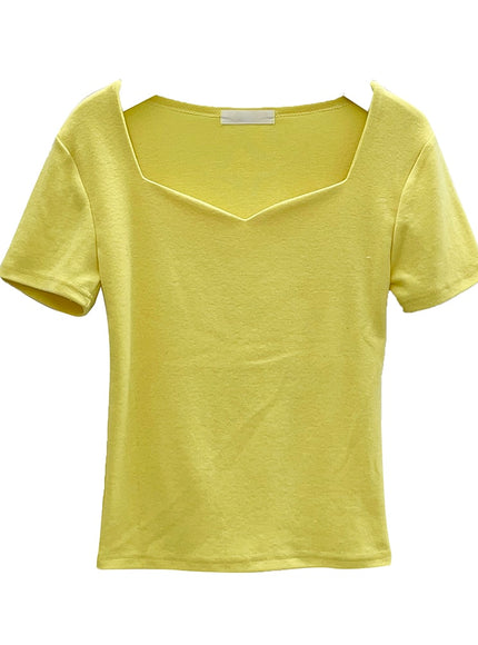 Heart Neck Short Sleeve T Shirt U1502