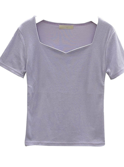 Heart Neck Short Sleeve T Shirt U1502