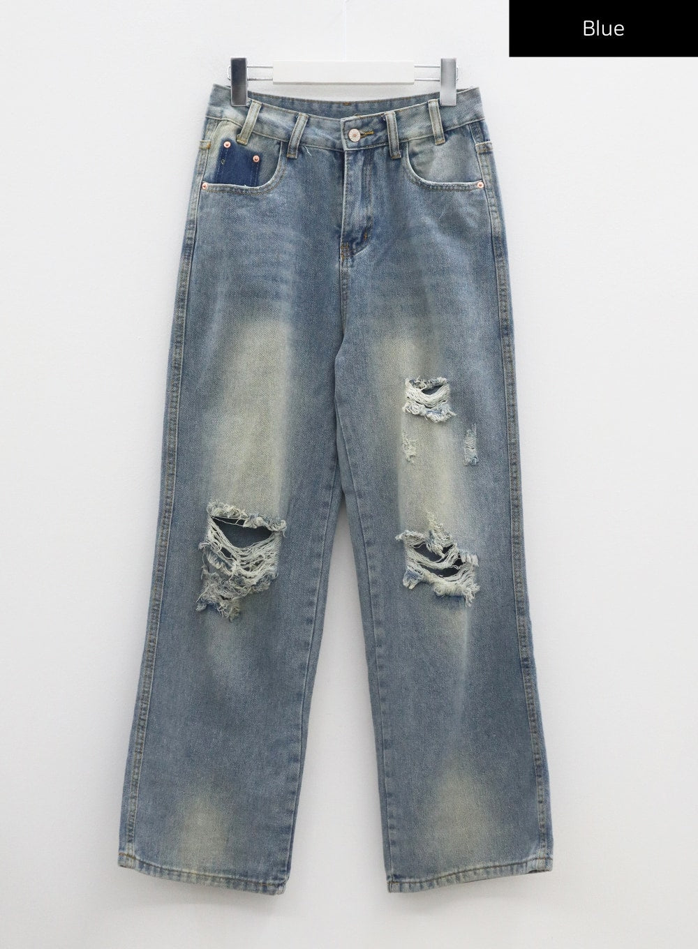 Low Rise Ripped Wide Jeans CA303