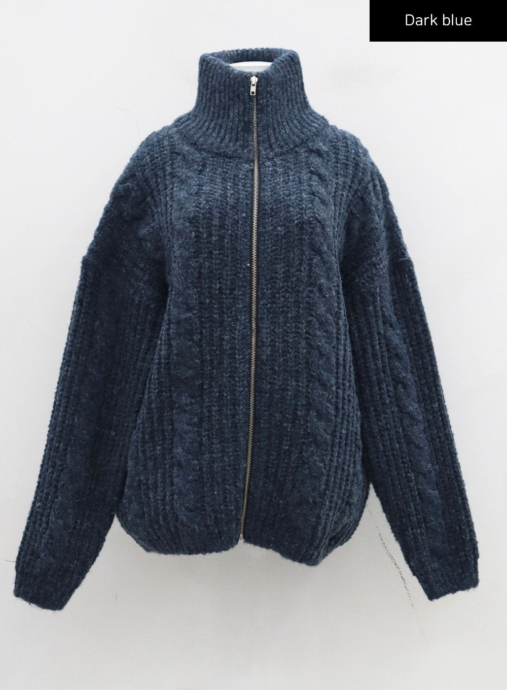 Cable Knit Oversized Zip-Up Sweater CJ317