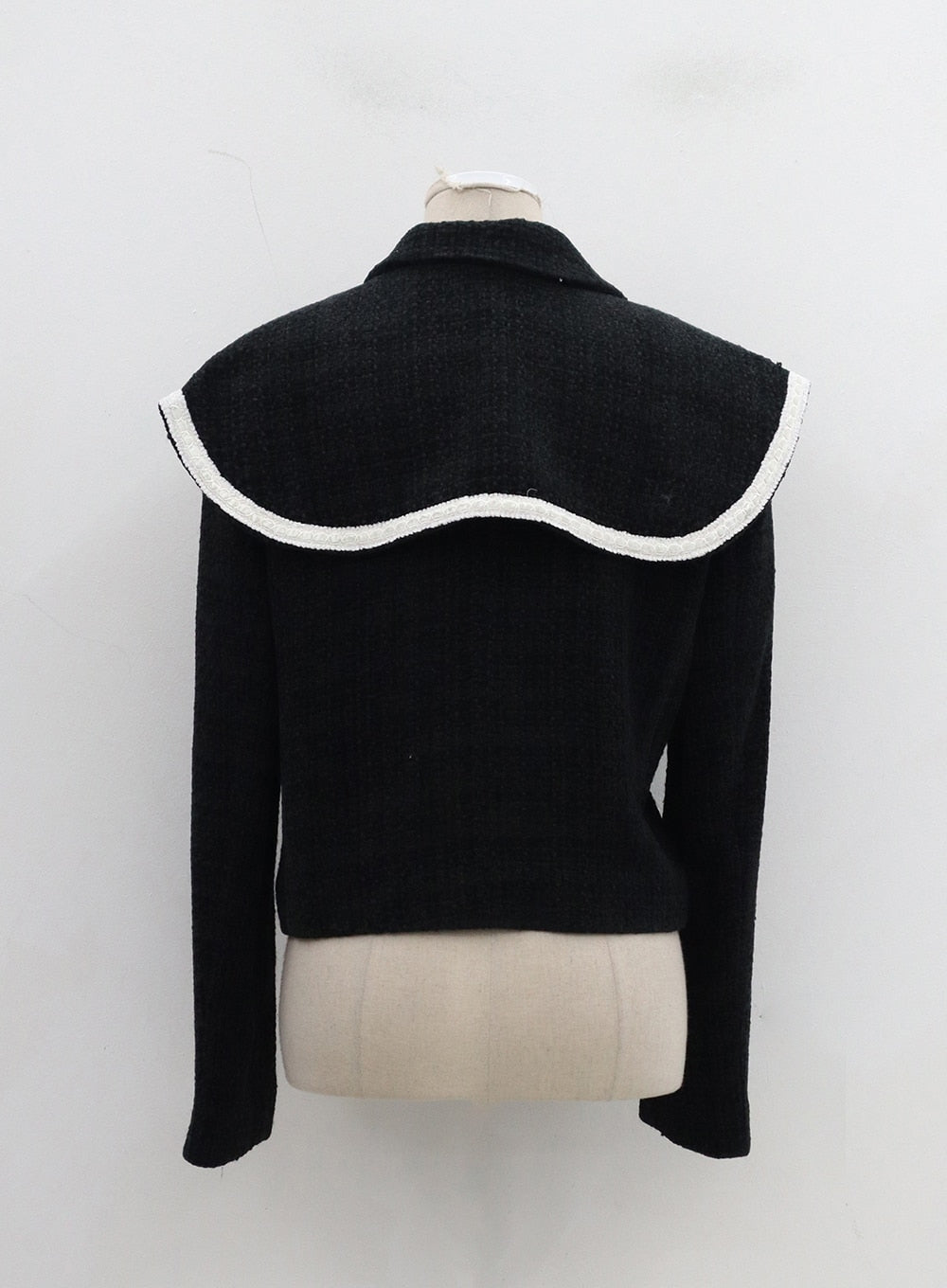 Sailor Collar Tweed Cropped Jacket BJ302