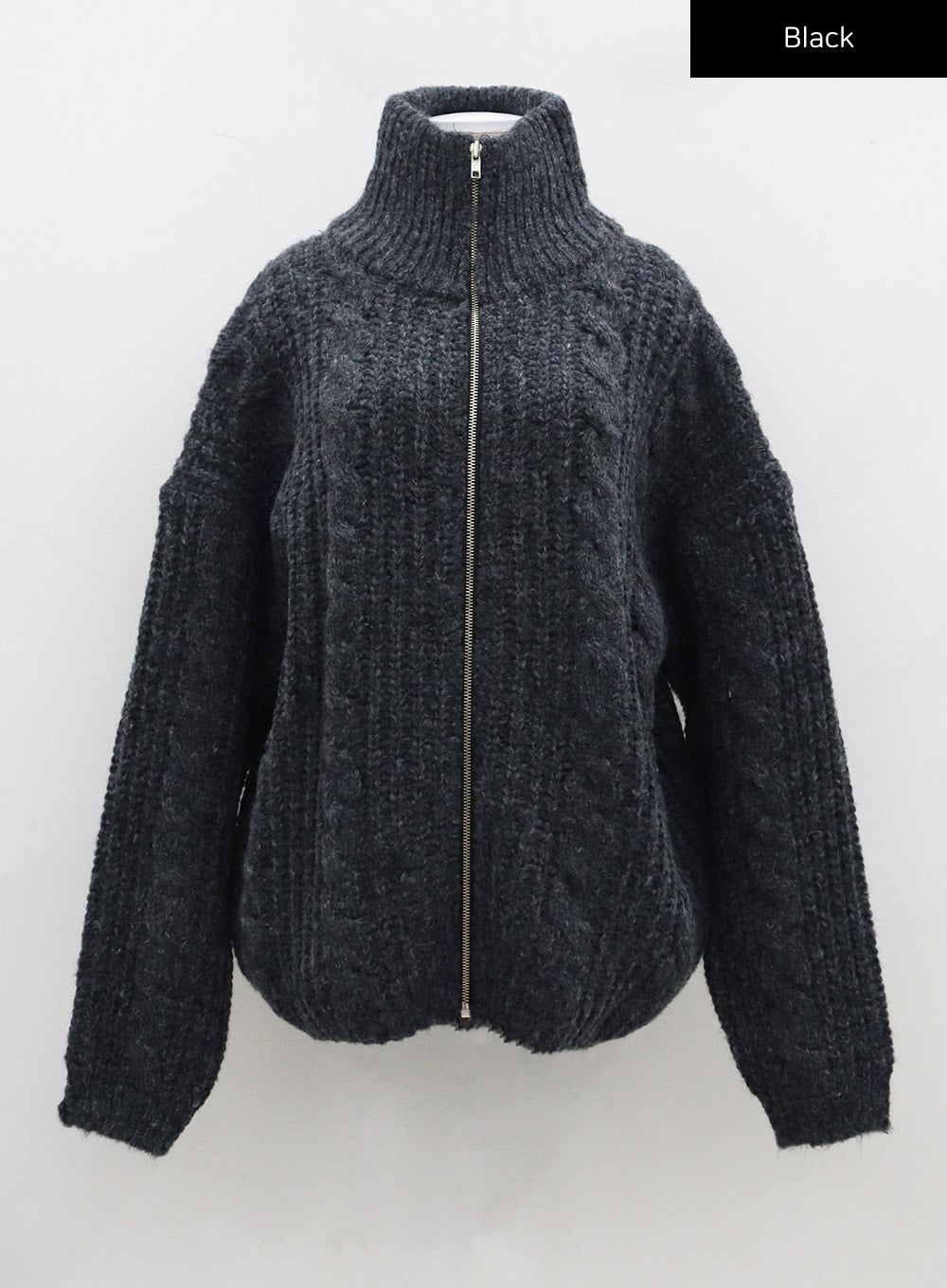 Cable Knit Oversized Zip-Up Sweater CJ317