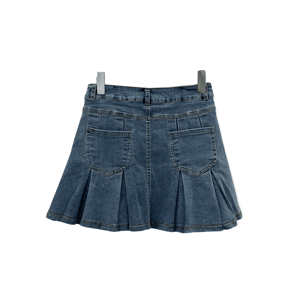 Denim pleated hotsell hem skirt